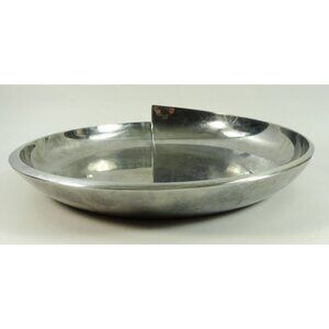 RARE Dansk JD MCM Metal Bowl Round Platter Big Assymetrical Atomic Spiral Curved